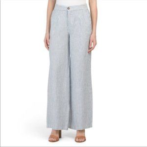NWT Tahari Wide Leg Striped Linen Pants